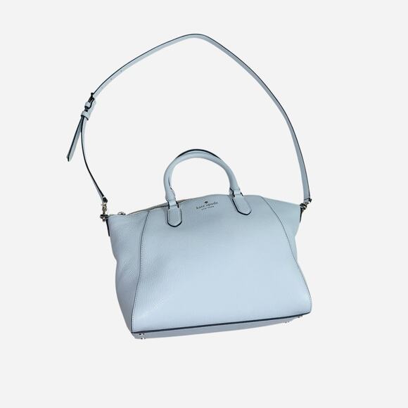 New Kate Spade Parker Pebbled Leather Satchel Frosty Sky Blue - Picture 3 of 16